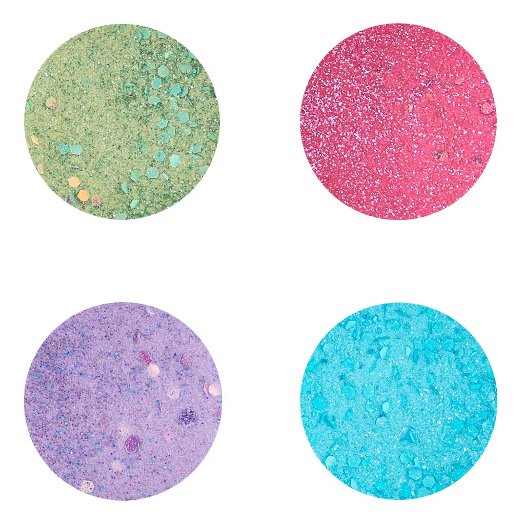 acry love Colección Mermaid 4 unid polvos acrilicos para uñas, mia secret, cherimoya, masglo, organic nails