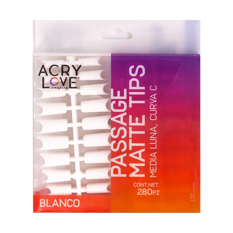 Acry Love Tip para uñas acrilicas Passage Matte 280 piezas Blanco