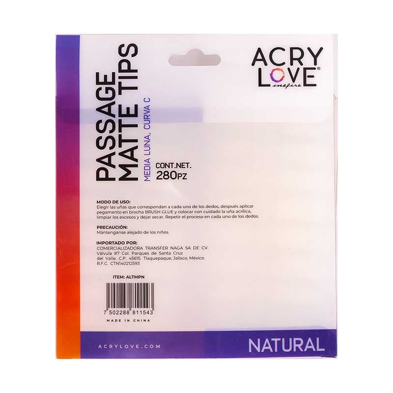 Acry Love Tip para uñas Passage Matte 280 piezas Natural