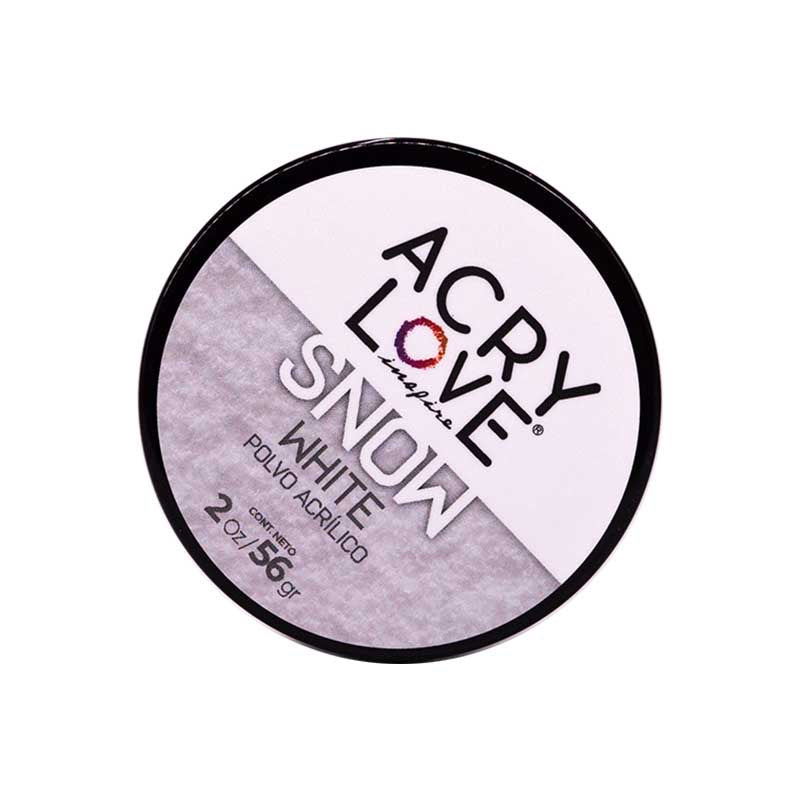 acry love Polvo Acrílico Snow Blanco 2oz para uñas