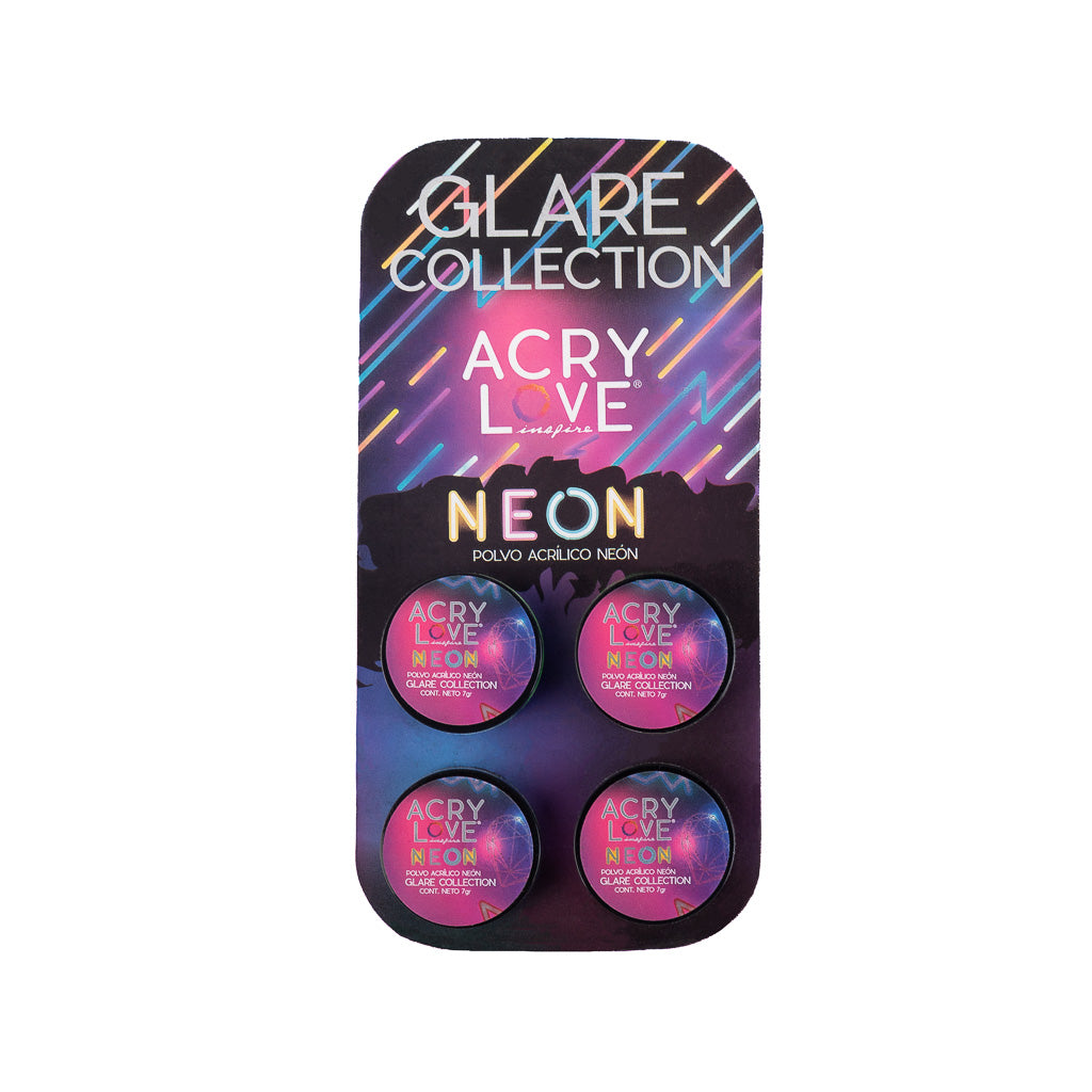 Acry Love Collection Neon 4 piezas polvo acrilico para uñas, mia secret, cherimoya, legacy nails