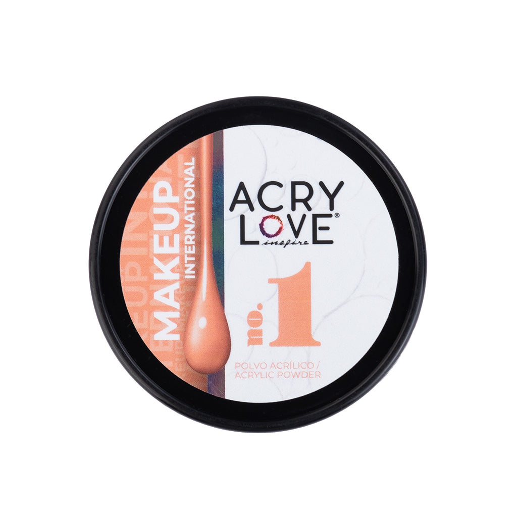 Polvo Acrílico Make Up Internacional N° 1 de 1oz, polvo acrilico para uñas acrilicas