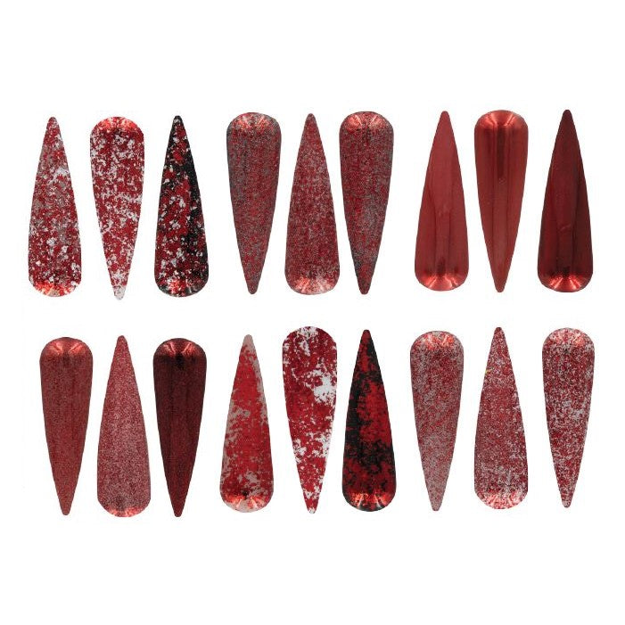 Acry Love Efectos Mix Rojos set. 6 piezas for nails acrilicas, mia secret , masglo, cherimoya