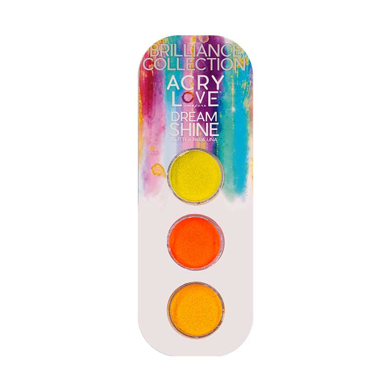 Acry Love Colección Glitter Dream Shine 3 piezas Tono Neón #6, brillante para uñas