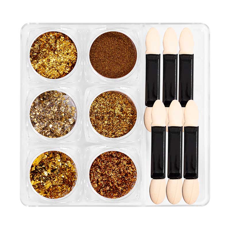 Acry Love Efectos Mix Dorados set. 6 piezas para uñas acrilicas