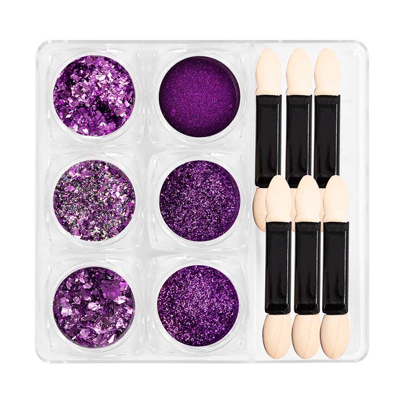 Acry Love Efectos Mix Morados set. 6 piezas para uñas acrilicas