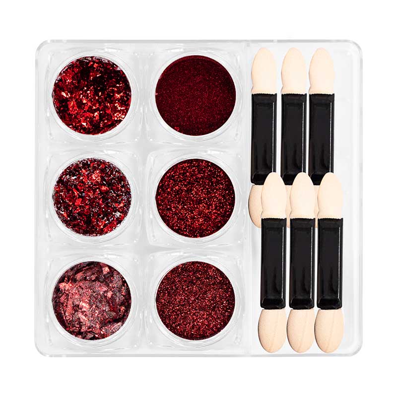 Acry Love Efectos Mix Rojos set. 6 piezas para uñas acrilicas