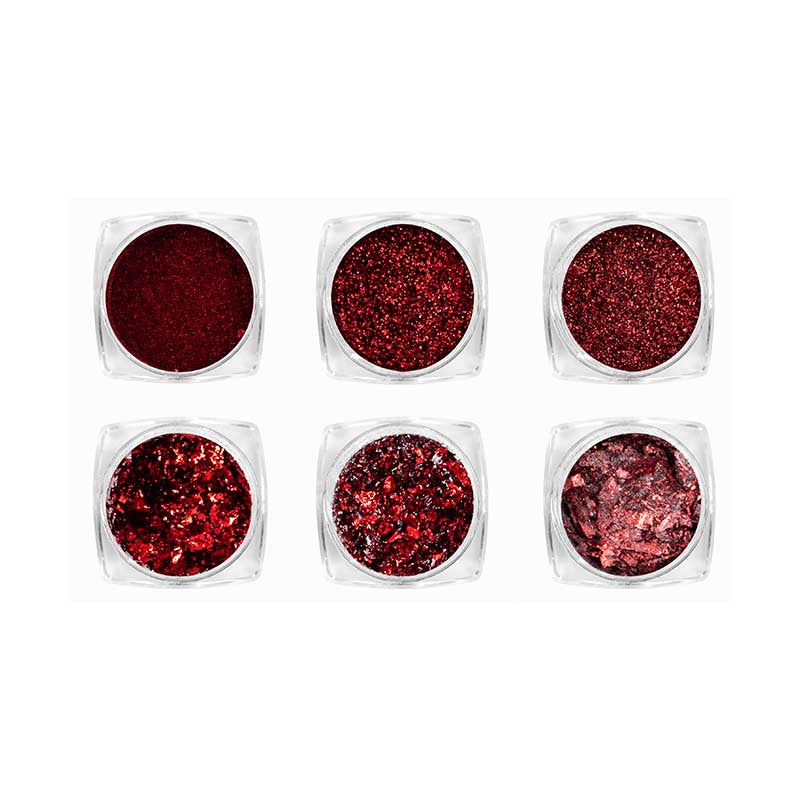 Acry Love Efectos Mix Rojos set. 6 piezas para uñas acrilicas