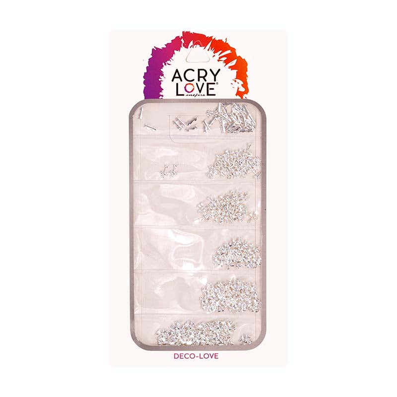 acry love Cartera de metales Mix Plata para decorar uñas acrilicas