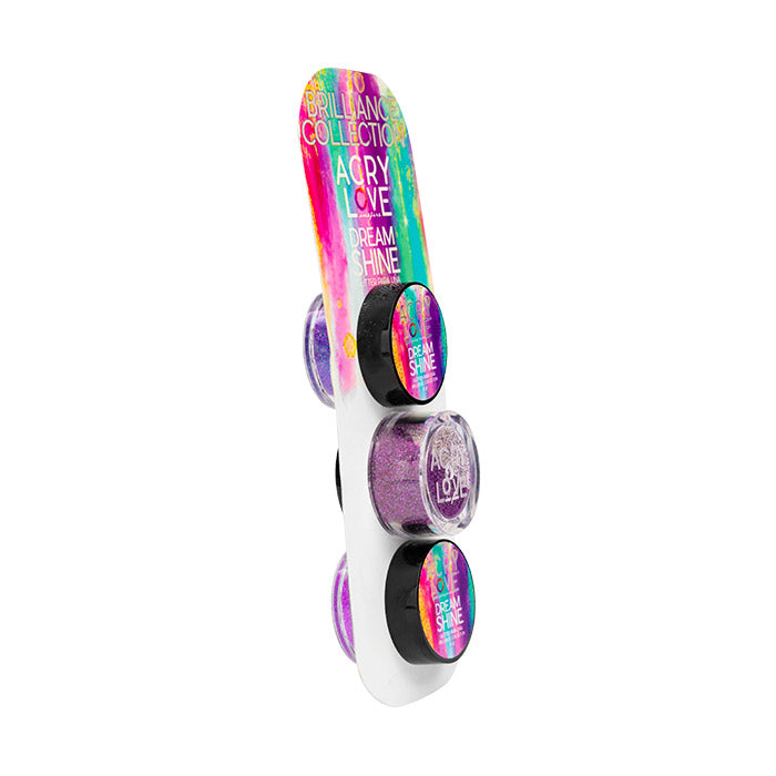 acry love Glitter Dream Shine 3 piezas Tono morado.