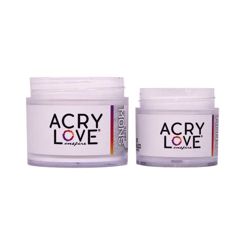acry love Polvo Acrílico Snow Blanco 1oz y 2 onzas para unas